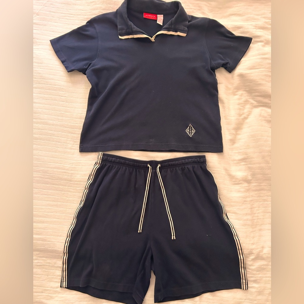 Liz Claiborne Navy Blue Polo and Shorts Set